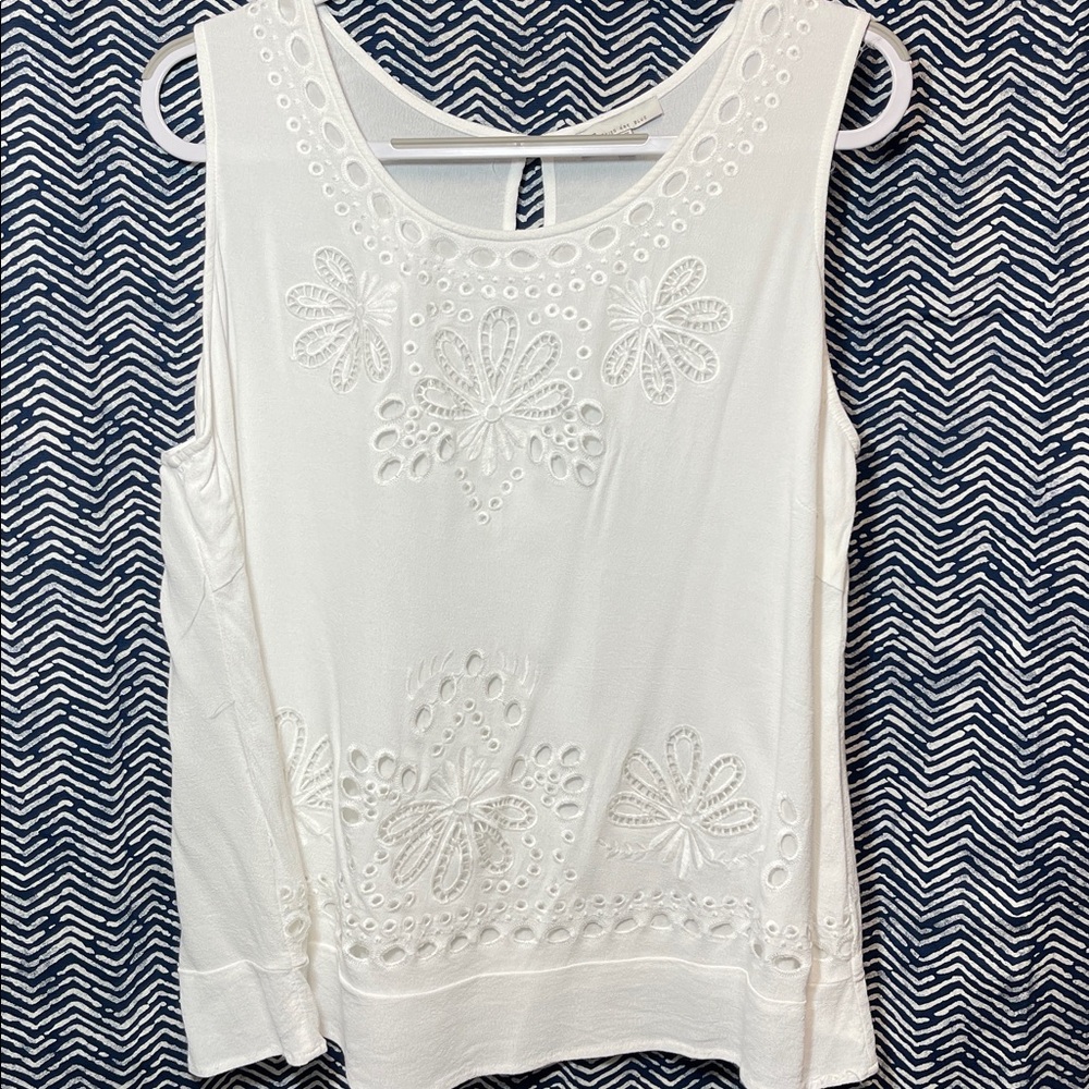 Skies Are Blue White Eyelet Top